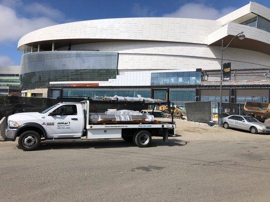 AMP truck making a delivery to the Warriors Stadium in S.F.