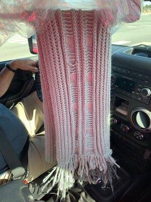 (1) knit scarf that cost $13.35 to dry clean!