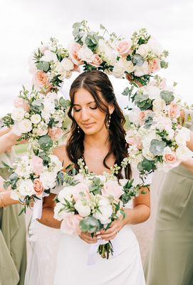 Gorgeous blush pink and white wedding florals