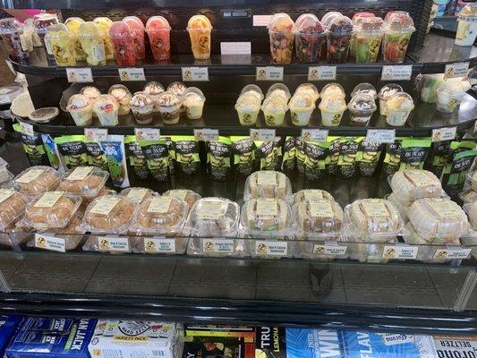 Grab and go sandwiches, fruit cups, pudding cups and pickles