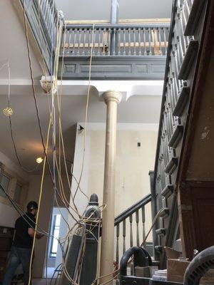 The main stairwell before the complete renovation restoration.