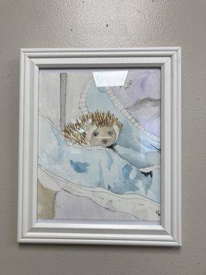 I made this watercolor of my hedgehog