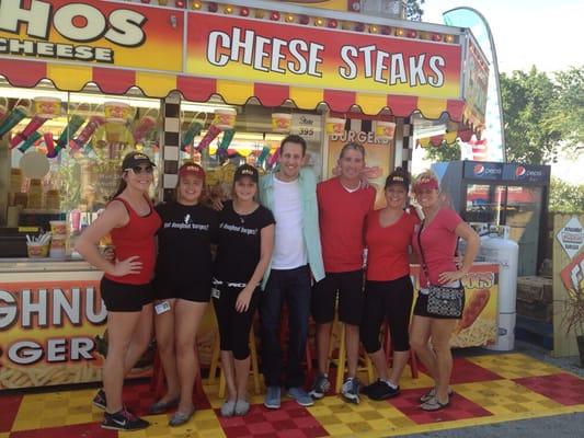 B and H staff seen here with Noah Cappe from foodnetwork "carnival eats" in Miami Fl. For our famous Krispy Kreme Donut Burger