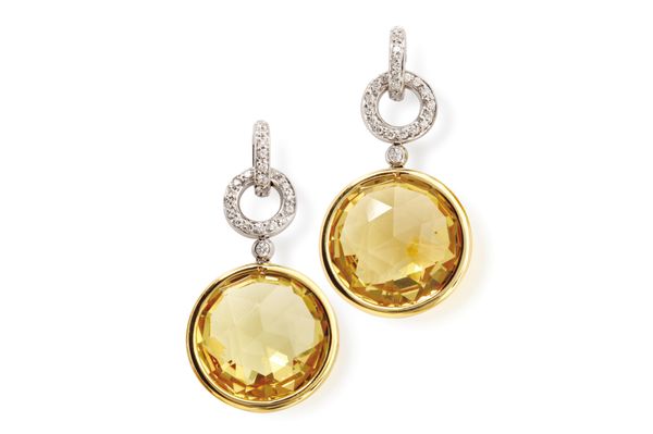 Drop Earrings with Citrine and Diamonds.