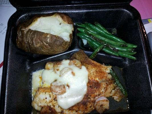 New orleans seafood...with grilled green beans and baked potato