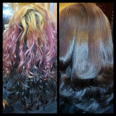 Color Correction with long layered cut