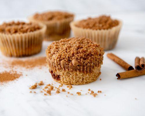 Organic vegan Cinnamon Streusel Coffee Cake. Available in-store, by mail order and on UberEats, GrubHub, Postmates and DoorDash.