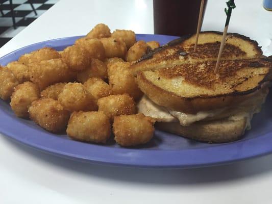 Hot turkey and Swiss on grilled sourdough. Mmmm!