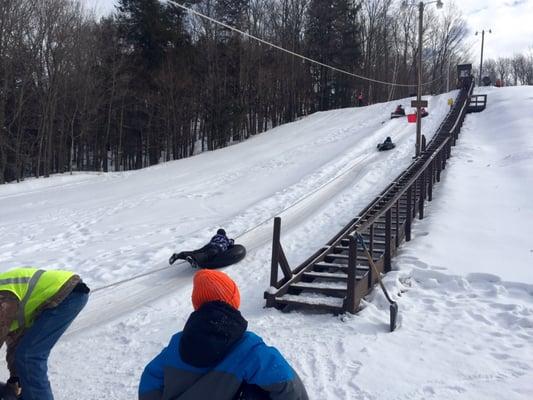 Tow rope and stairs to get you to the top of the hill.