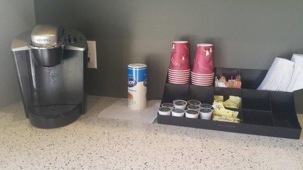 Free coffee in waiting area