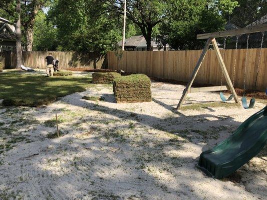 Sod being installed in Greenleaves subdivision in Mandeville.