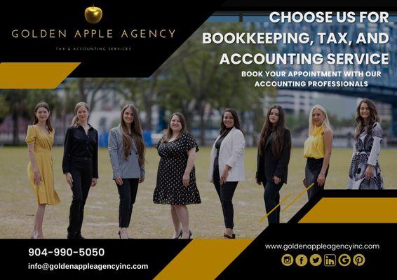 Choose Us for Bookkeeping, Tax, and Accounting Service. Book Your Appointment with Our Accounting Professionals

#goldenappleagencyinc