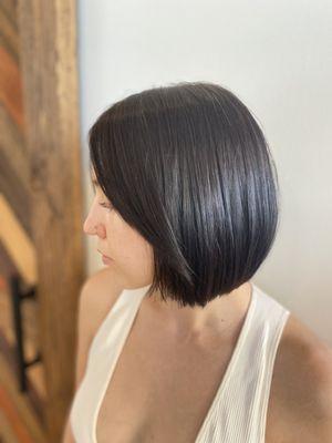 Our version of a classic Bob on fine straight hair.