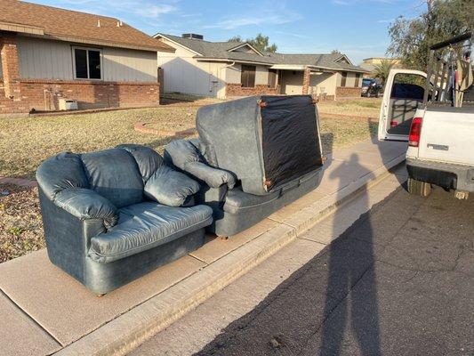 We removed a curb side couch removal for 150 dollars on city of Mesa Arizona