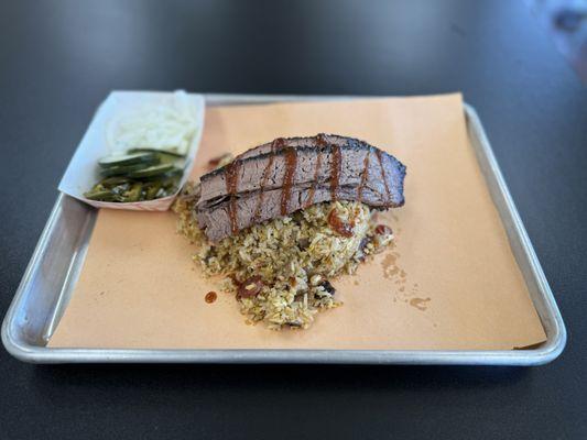 1/3 lb brisket with bbq fried rice  off menu combo