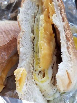 Egg and cheese on a roll