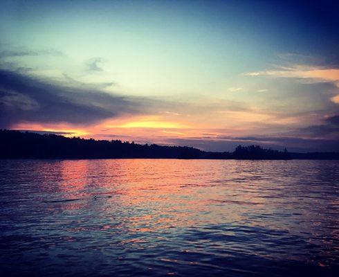 Sunset from the water where campers dock their boats at Big Bend