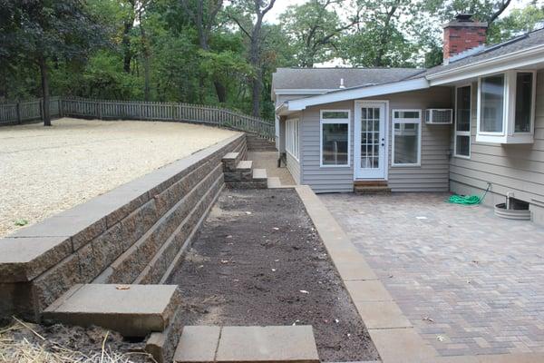 Retaining Wall and Patio before the plants are installed.