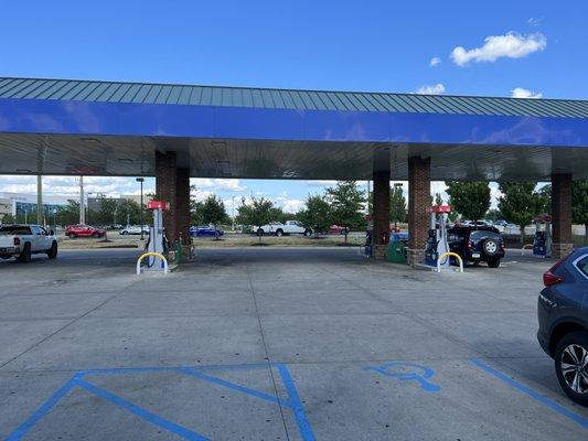 Lots of open gas pumps.