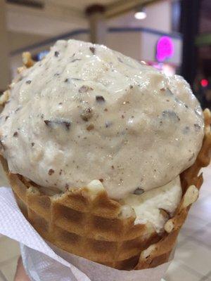 Milky Way and Nutty Coconut on waffle cone