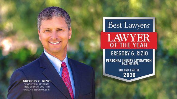 Greg Rizio - Personal Injury Attorney - has been awarded "Lawyer of the Year" by the Best Lawyers Peer-Review Rating System.