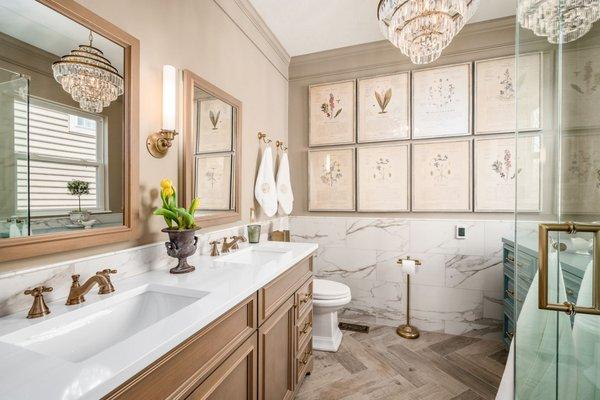 Bathroom with a touch of European grandeur.