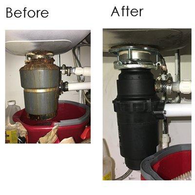 The original garbage disposal had to be sawed off to be replaced.  Not a problem for the Happy Handyman!