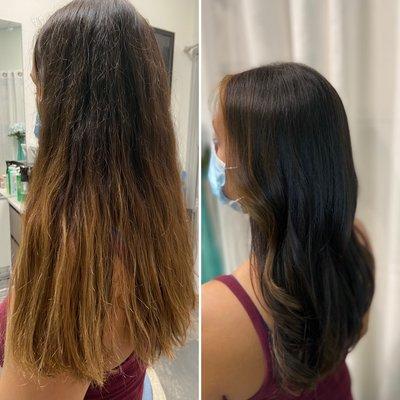 Allover color with balayage