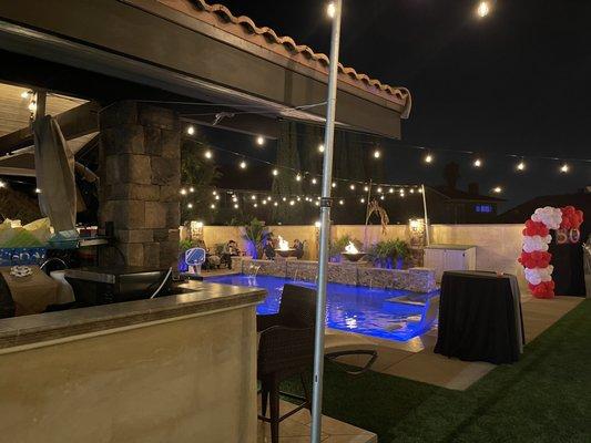 Patio lights over pool