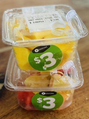 LOVE! These cute little $3 containers of fresh fruit located in the coolers by the lettuce they are fabulous for the beach!