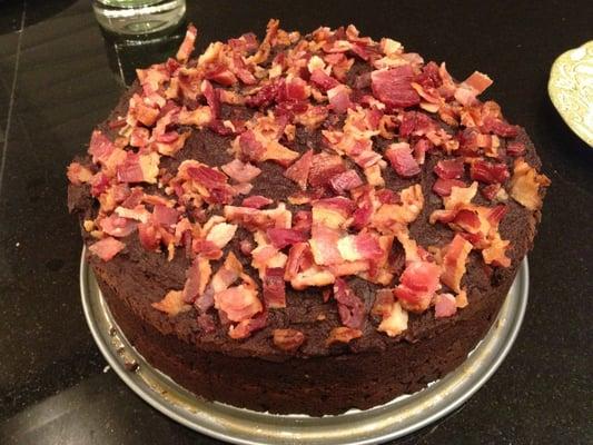 Chocolate cake with bacon.