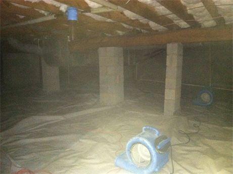 Mold Remediation: Mold removal, new insulation and vapor barrier in crawl space