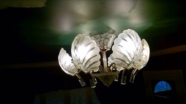 Vintage glass shell chandelier