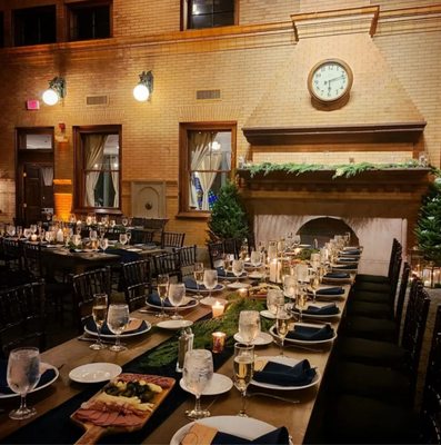 Farm table layout with charcuterie