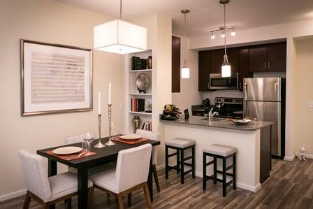 Gourmet kitchen and dining area.