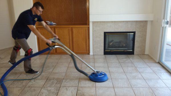 Tile & Grout Cleaning in Progress