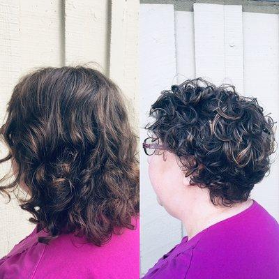 Beautiful transformation bringing out natural curly hair.