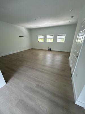 Finished flooring with baseboards