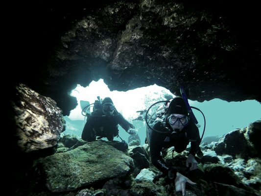 Checking out a cavern in rainbow river