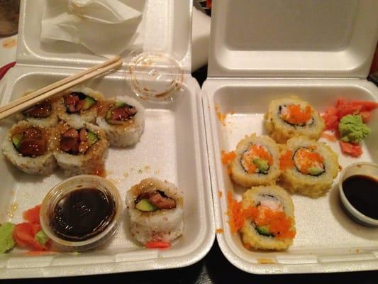 Chicken teriyaki roll and golden California roll