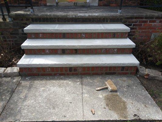 Rebuild Brick Steps, Sand Stone Treads Tuck-pointing, City Violation, Masonry