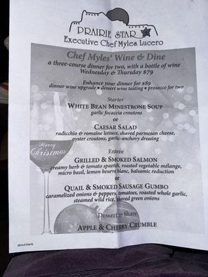 Wine & Done menu 12/21/23