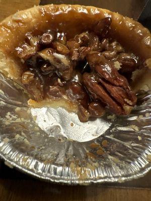 Pecan pie (not really, this is a premixed filling with too much pecan and a store bought pie crust)