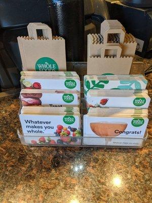 Gift cards with the cutest little Whole Foods bag holders