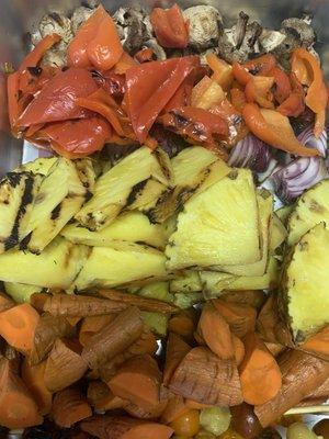 Grilled veggies and fresh pineapple