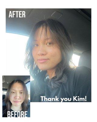 Before (this morning at a different salon) and after (this afternoon with Kim!)