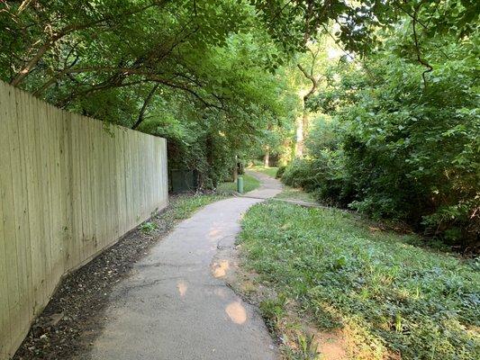 The Tara trail runs behind the houses and along the creek. Mostly shaded and lots of vegetation