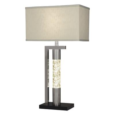 Modern table lamp in brushed silver chrome finish with glitter motion night light.