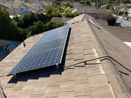 Solar panels on tile roof