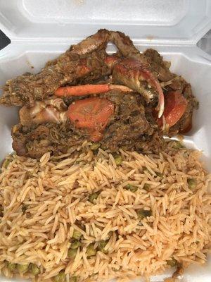 Enjoyed an order of legume with crab and some rice & peas. Love the "take out" aspect of a Haitian home cooked meal  #delicious